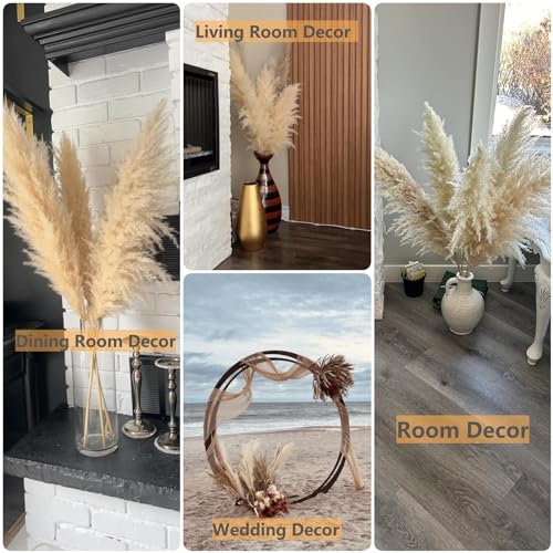 10 PCS 40" Tall Pampas Grass Stems in Natural Beige, Add a Boho Touch to Your Space—Pompas Grass Ideal for Floral Arrangements, Floor Vases, Weddings, and Creating a Bohemian Ambiance at Home. - size: 40inch-10pcs