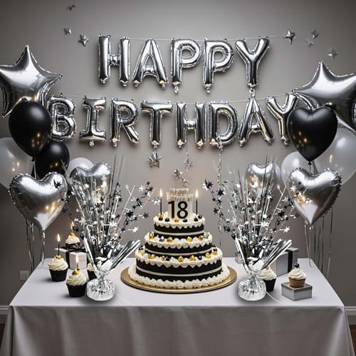 6 Pack Metallic Foil Spray Table Centerpiece Decoration Star Brust Glitter Table Topper Decor for Birthday Graduation Holiday Christmas New Year's Eve Celebration Party Supplies Black Silver - color: Black Silver