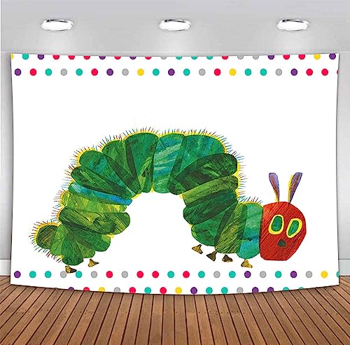 Caterpillar Theme Party Backdrop 7x5FT Rainbow Color Insect Cartoon Kids Boy Girl Cake Table Banner Background Photo Booth Studio Props MBMYLU147 - size: cotton polyester-7x5ft