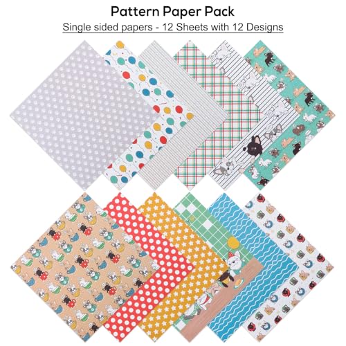 12 Sheets Scrapbook Paper Pads, 12 Designs 6"x6" Single Sides Patterned CardStock Papers, 160gsm Decorative Background Craft Paper, Scrapbooking Pad for Card Making DIY Projects(Animals) - color: Animals