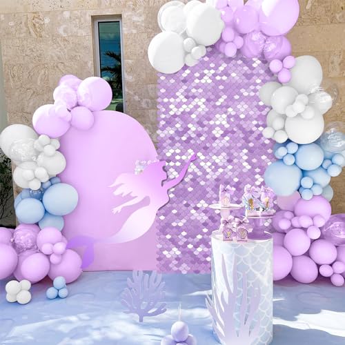 Shimmer Wall Backdrop Light Purple Backdrop Glitter Party Backdrop for Birthday Wedding Engagement Mermaid Wall Disco Backdrop Decoration(12 Panels) - color: Light Purple, size: 3ftx4ft
