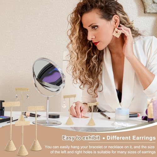 Marsui 12 Pcs Earring Display Set T Bar Earring Display Stand with 3 Heights Earrings Stand for Jewelry Vendors (Linen Color) - color: Linen Color