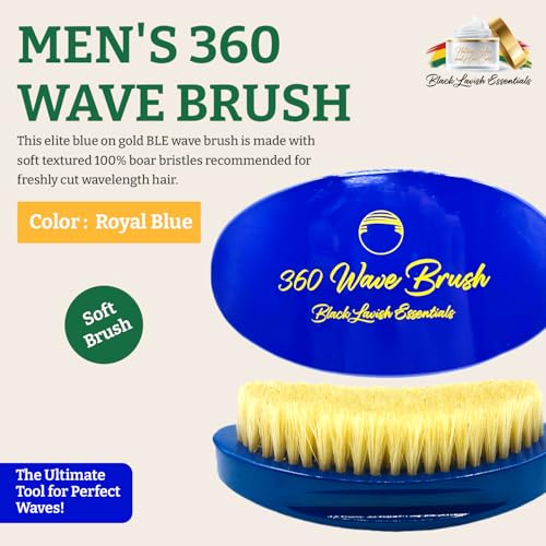 Men’s Hair Brush, Build Deeper Waves, Soft and Hard Boar Bristle Curved Wave Brush, Perfect for Styling Hair (Soft-Brush, Blue) - color: Royal Blue, size: Soft Brush