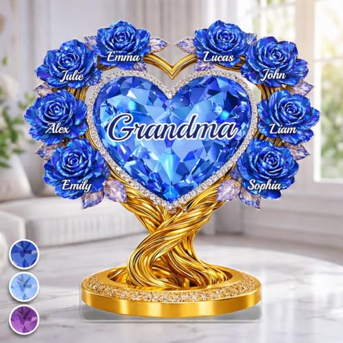LOVELYPOD Personalized Flower Mom 2D Acrylic Plaque, Custom Shape Mommy and Kids Acrylic Block Gift for Mothers Day, Mom Grandma Gifts, Family Flower Keepsake, Mama Gift from Son Home Decor - color: Design #7
