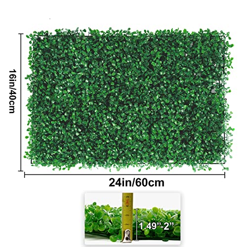 TOPDEEP 24 Pieces 24"x 16" Artificial Boxwood Panel, Grass Wall Panel, Boxwood Hedge Wall Panels UV Protected Suitable for Artificial Green Wall Decor, Fence Garden Wedding Backyard Decor - color: Dark Green, size: 24"X16" 24pcs