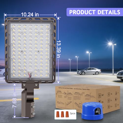 240W LED Parking Lot Light Slip Fitter Mount 36000LM Dusk to Dawn 5000K Parking Lot Lights Outdoor Area Security Commercial IP65 Waterproof 100-277V for Street Driveways Parking Lot - size: 240w Pole Mount