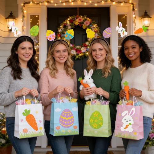 Easter Headbands for Women - Glitter Easter Bunny Ears Headband - Carrot Headband for Easter Party Supplies - Outfits for Women - Easters Party Bunny Hair Accessories - color: Carrot