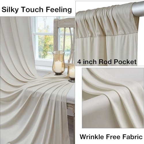 10ftx10ft Wrinkle Free Beige Backdrop Curtains for Parties, Silky Polyester Photo Backdrop Drapes 2 Panels 5x10ft Back Drop Cloth for Wedding Birthday Baby Shower Photography Background - color: Champagne, size: 10ftx10ft