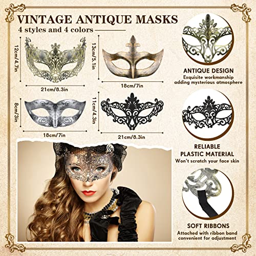 Bucherry 88 Pcs Masquerade Masks Beads Necklace Set Vintage Venetian Mask Metallic Beaded Necklace for Carnival Cosplay Prop - style: Classic Style