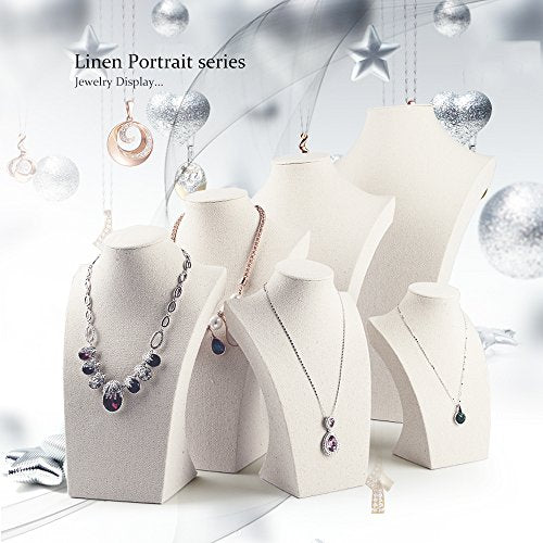 Oirlv Linen Necklace Display Bust 3D Necklace Organizer Jewelry Display Holder (H-15.28inches) - size: H-15.28inches