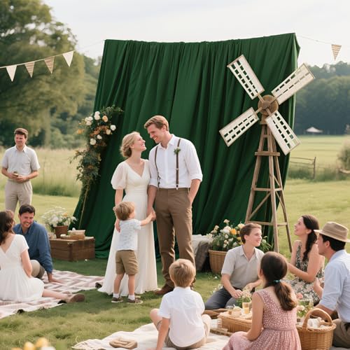 Sugargirl Wrinkle Free Green Backdrop Curtains Polyester Photo Backdrop Drapes Curtains with Rod Pockets for Party Birthday Wedding Photography Home Decoration(5x7FT, 2 Panels) - color: Green, size: W5' x H7' (2 panels)