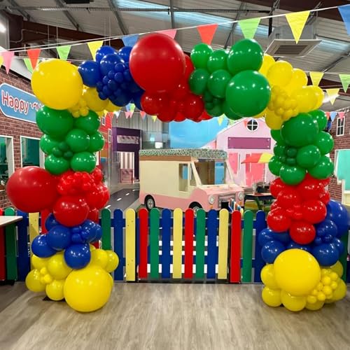 Red Blue Yellow Green Balloon Set, 12 Inch Carnival Circus Party Balloon Red Blue Green Yellow Helium Balloons Confetti Latex Balloon for Video Game Party Rainbow Kid Birthday Party Carnival Circus - color: Red Blue Yellow Green