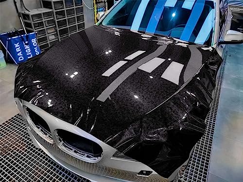 12"x60" (1FTx5FT) Black PET Marble Forged Carbon Fiber Textured Gloss Vinyl Wrap Auto Car Sticker Decal Film Sheet Bubble Free Air Release Technology with Tool Kit - color: Black, size: 12"x60" (1FTx5FT)