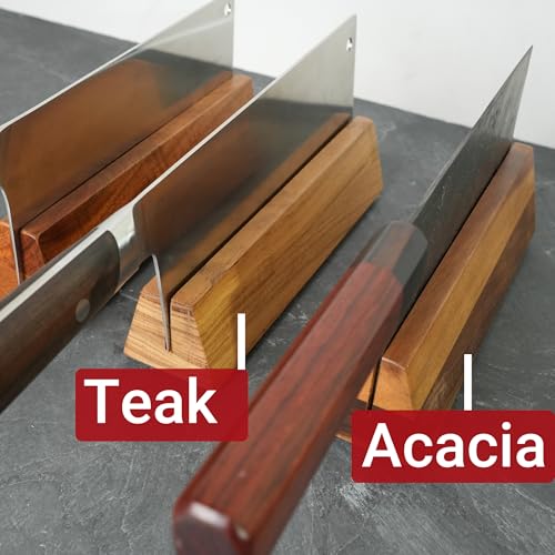 Cleaver Stand | 8.25-inch wood vegetable cleaver knife storage block (Teak, 2mm) - size: 2mm