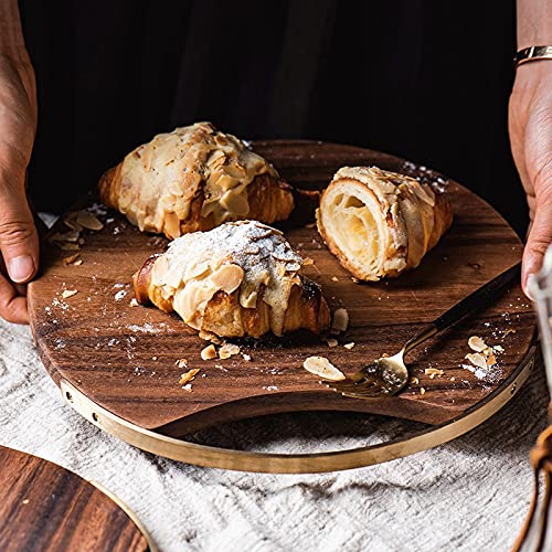 Cutting Board Round Wooden Choing Block Retro Pizza Sushi Bread Tray with Handle Cutting Board Wood Food Plate Kitchen Photography Props Tray