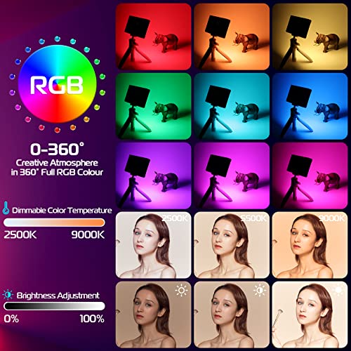 ULANZI LT002 RGB Video Light, Portable LED Camera Light Panel 0-360 Full Color, CRI 95+ 2500-9000K LED Video Light, 4000mAh Rechargeable LED DSLR Lighting for Vlogging, Photography, Video Recording - size: 7 inch