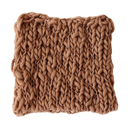 Baby Photography Props Basket Braid Wool Wrap Newborn Photo Shoot Baskets Filler Posing Stuffer Background Blanket - color: Coffee