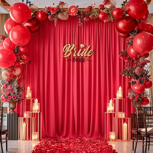 20x10ft Red Backdrop Curtain Panels for Parties - Wrinkle Free Polyester Photo Curtain Backdrop Wedding Back Drop Fabric Drapes for Party Decorations Background for Photography - color: Red, size: W5' x H10'(4 panels)