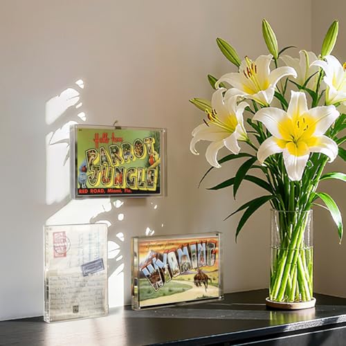 AITEE 4x6 Acrylic Picture Frames 3 Pack: 20% Thicker Block, Clear Picture Frames Freestanding Double Sided Magnetic Acrylic Lucite Frameless Transparent Square Photo Frame Gift for Wall and Desktop Display - size: 4X6