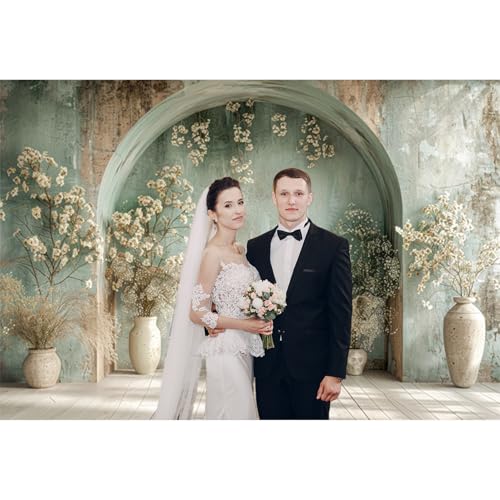 5x3ft Vintage Flower Wall Backdrops for Photography Mint Green Ancient Background Cloth Victoria Floral Bridal Shower Honeymoon Travel Vocation Props Wedding Engagement Party Banner Props - color: Mint Green, size: 5x3ft