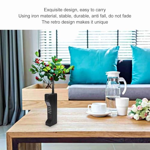 90s Phone Prop, Portable Vintage Brick Fake Phone, Old Retro Brick Cellphone Ornament Iron 80s Retro Mobile Prop for Home Living Stage Restaurant Photography Props (Black) - color: Black