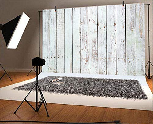 10x8ft Vintage White Wood Backdrops for Photography Rustic Retro Grunge Wooden Plank Portrait Wallpaper Newborn Baby Shower Wood Board Birthday Party Photoshoot Background Photo Studio Props