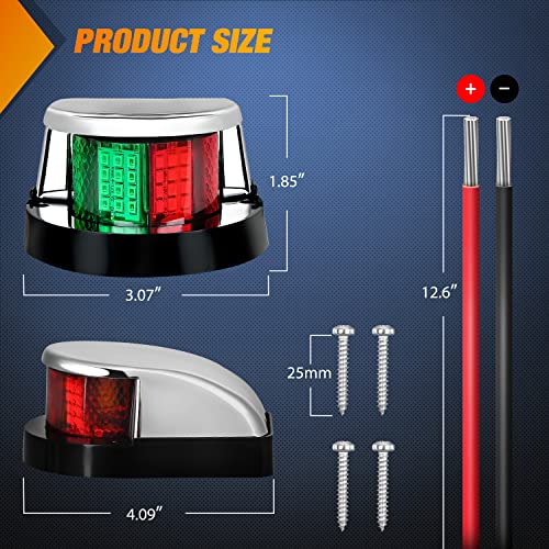 Nilight Marine Boat Navigation Light 24LED Red Green LED Port Starboard Signals Bow Lights 12V Waterproof for Skeeter Yacht Pontoon Speedboat Sailboats Fishing Boats - color: 24LED Navigation Light-1Pc
