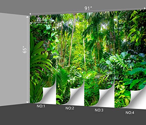Tropical Rainforest Botanical Wallpaper Bedroom Green Leaf Plant murals Aesthetic Room Decor Living Room tv Background Large Wall Mural - 91"x65" Not Peel and Stick - color: B033, size: 91"x65"