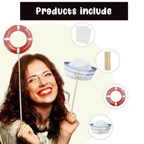 25 Pcs Sailing Photo Booth Props Kit Sailing Photo Props Party Supplies Favors Decorations Selfie Prop Photography Photobooth Funny Cute Holiday Selfie Supplies Easy to Assemble