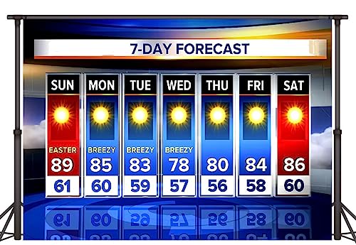 Weather Forecast Backdrop 5x3ft Seven-Day Broadcast Sunny Day Photo Background Business Study Portrait Studio Prop Wallpaper MBMYLU140 - size: cotton polyester-5x3ft