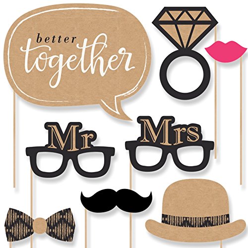 Big Dot of Happiness Better Together - Wedding Photo Booth Props Kit 20 Count
