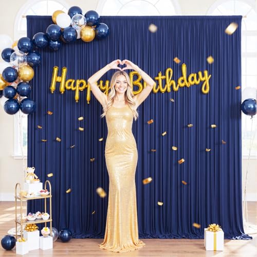 Navy Blue Backdrop Curtain for Parties Wrinkle Free Photo Curtains Backdrop Drapes Fabric Decoration for Wedding Birthday Party Baby Shower 5ft x 7ft,2 Panels - color: Navy Blue, size: 10FTx7FT (W5'xH7', 2 Panels)