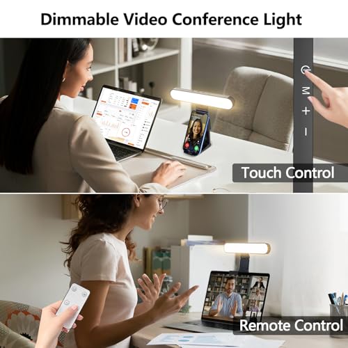 yAyusi Video Conference Light, LED Streaming Lighting for Laptop Computer Monitor, Desk Selfie Ring Light with Remote and Touch Control, PC Podcast Camera Webcam Light for Video Calls/Zoom Meetings