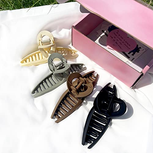 Big Hair Claw Clips Large Matte Butterfly Hair Clips 5.1" Oversize Hair Clip for Long Thick Hair Barrette Accessories for Women's and Girl's 4 PCS - color: MatteHairClip4