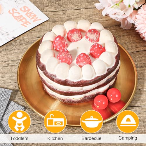 20Pcs 6.5 Inch Gold Stainless Steel Dinner Plates, Round Dessert Serving Trays Gold Dessert Plates for BBQ Salad Snack Camping Dishwasher Safe