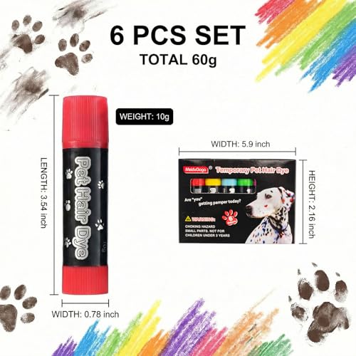 6 Pack Dog Hair Dye Markers, Pet Safe Washable Non Toxic Fur Paint Temporary Pet Hair Dye Pen for Dogs Cats Dog Grooming Kit for Party Photos Creative Looks - color: 6 PCS