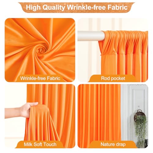 24x10FT Orange Backdrop Curtains for Wedding Parties, Wrinkle Free Polyester Photography Backdrop Drapes for Wedding Baby Shower Birthday Parties Stage Background Stand Decorations 4x10ft,6 Panels - color: Orange, size: W4' x H10'(6 Panels)