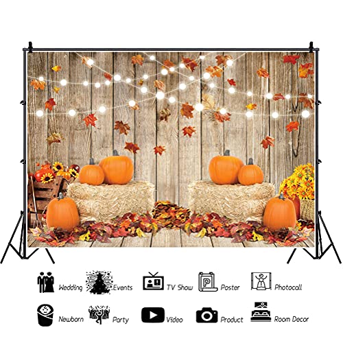 Leowefowa 9x6ft Fall Thanksgiving Halloween Photo Backdrop Fall Backdrops for Photography Autumn Pumpkin Harvest Barn Background Friendsgiving Party Supplies Farm Harvest Banner Decor Photo Props - color: Orange, size: 9x6ft