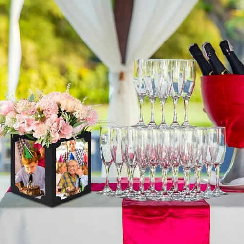 12 Pack Graduation Picture Centerpieces for Table, Photo Display Boxes for 4x6 & 5x7 Portrait Photos, Hollow Center Cardstock Table Decorations for Graduation, Birthday, Wedding, Memorial