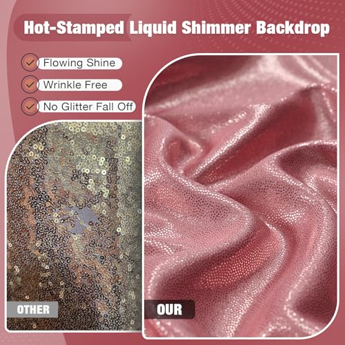 20x10FT Rose Gold Sequin Backdrop Curtain for Party - 4 Panels 5x10FT Wrinkle-Free Shimmer Drapes for Birthday, Wedding, Christmas, Decorations & Photography - color: Rose Gold, size: 5FT x 10FT(4 panels)