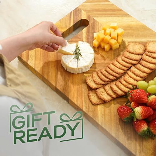 Howizz Acacia Wood Large Cutting Board, Herringbone Charcuterie Board with Handles - 36"x12"x1" - color: 5-Herringbone, size: 36"L x 12"W