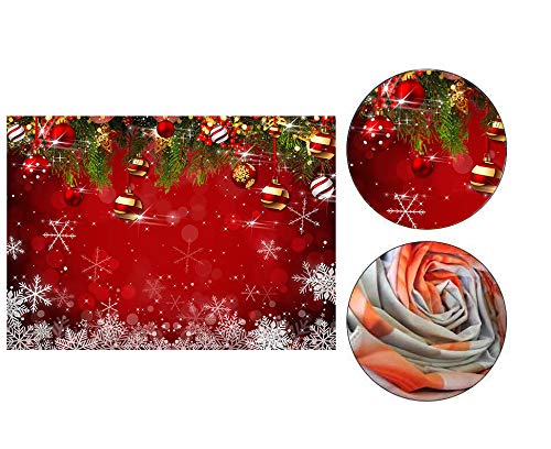 7x5ft Snowflake Christmas Photography Backdrop for Winter New Year Eve Family Party Birthday Glitter Bokeh Sparkle Red Xmas Background Newborn Baby Shower Decoration Photo Booth Props