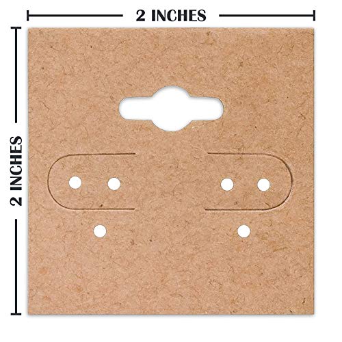 The Display Guys 100-pc Earring Cards for Selling - Jewelry Hanging Earring Display Cards, Earring Holder Cards (Kraft Brown, 2 x 2) Fit 3 Pairs - color: Kraft Plain, size: 2" X 2"