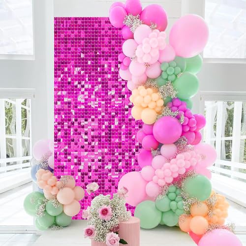 3FTx4FT Sequin Wall Backdrop Hot Pink Shimmer Wall Backdrop Panels Shiny Party Background for Anniversary Disco Bridal Shower Birthday Decorations - color: Hot Pink, size: 3ftx4ft