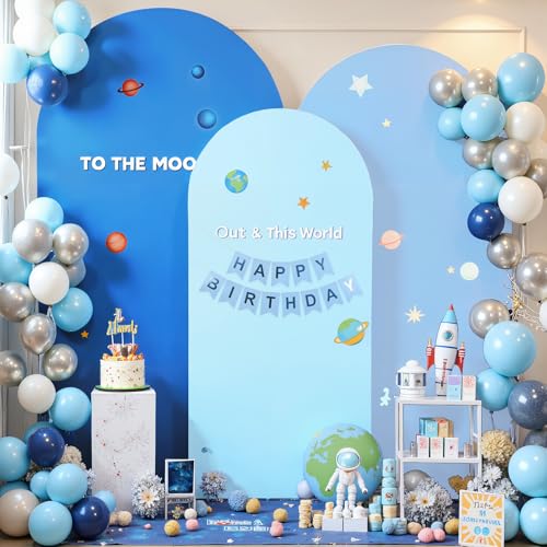 Blue Arch Backdrop Cover Set of 3 Dark Blue Wedding Arch Covers Spandex Backdrop Stand Cover for Birthday Party Ceremony Bridal Baby Shower Banquet Decoration 4FT 5FT 6FT - color: Gradient Blue, size: 4FT+5FT+6FT