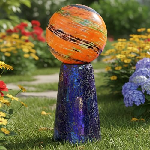 Sunnydaze Glass Gazing Ball Stand for Gazing Globes - Outdoor Mosaic Sphere Holder & Pedestal for Backyard or Patio Decoration - Iridescent Purple - color: Iridescent Purple
