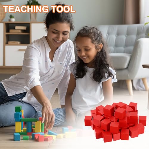 uxcell 100Pcs Wood Blocks for Crafts, 1 Inch Unfinished Wooden Cube Pine Wood Square Block for DIY Craft Projects, Red - color: Red, size: 1"