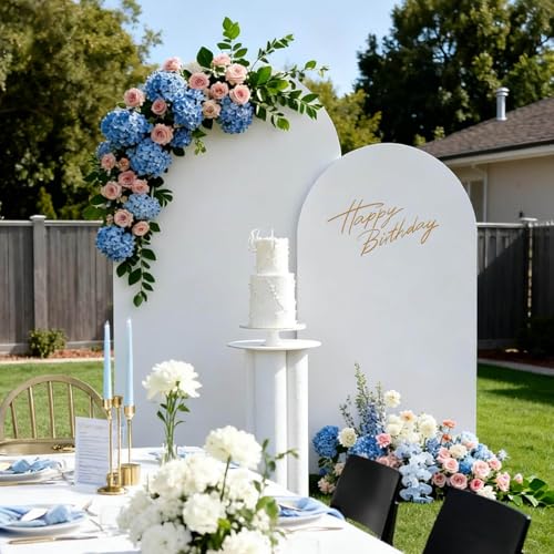 White Arch Covers 7.2 FT Arch Backdrop Cover Spandex Stretchy Wedding Arch Backdrop Stand Cover for Birthday Baby Shower Banquet Party Ceremony Background Decorations Double Sided (White, 7.2FT) - color: White, size: 7.2 ft