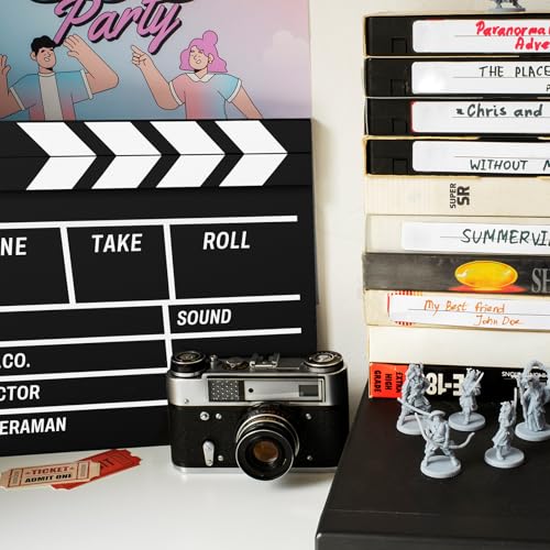 Movie Film Clapboard Hollywood Wooden-Clapper Board Directors Photography Studio Video TV Clapper Board with Erasable Pen Movie Theater Props Decor,Black Clap Board 10.5 X 11.7 inches (Black)