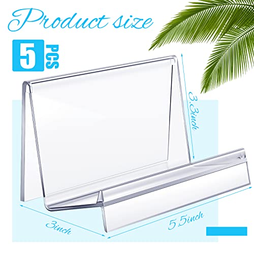 Qunclay 5 Pcs Acrylic Display Holder 5.5 x 3.3 x 3 Inches Clear Purse Stand Phone Stand Glasses Holder Card Organizer for Clutches Wallet Bag Cosmetic Store Business Display